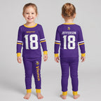 Vikings Football Jefferson 18! Inspired Bamboo Two Piece Long Sleeve Pajama Set