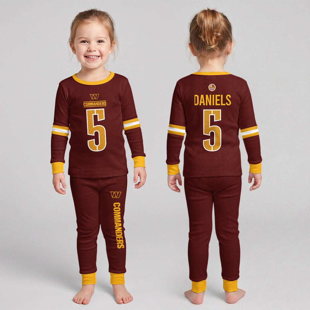 Commanders Football JD 5! Inspired Bamboo Two Piece Long Sleeve Pajama Set