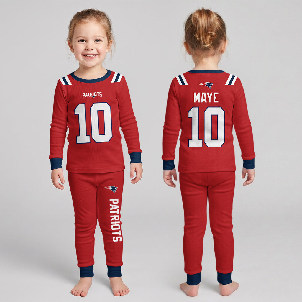 Patriots Football Maye 10! Inspired Bamboo Two Piece Long Sleeve Pajama Set