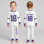 Vikings Football Jefferson 18! Inspired Bamboo Two Piece Long Sleeve Pajama Set