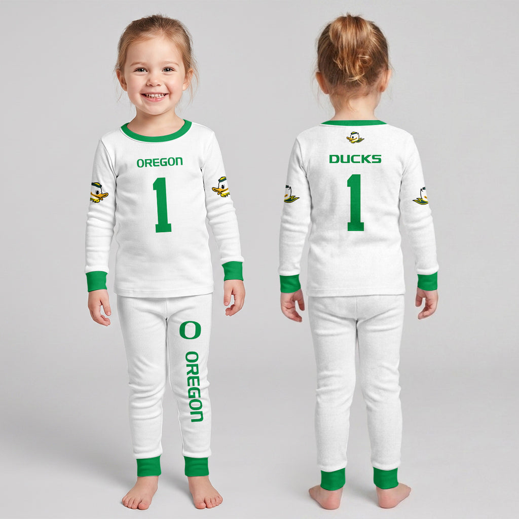 Oregon Ducks Football! Inspired Bamboo Two Piece Long Sleeve Pajama Set