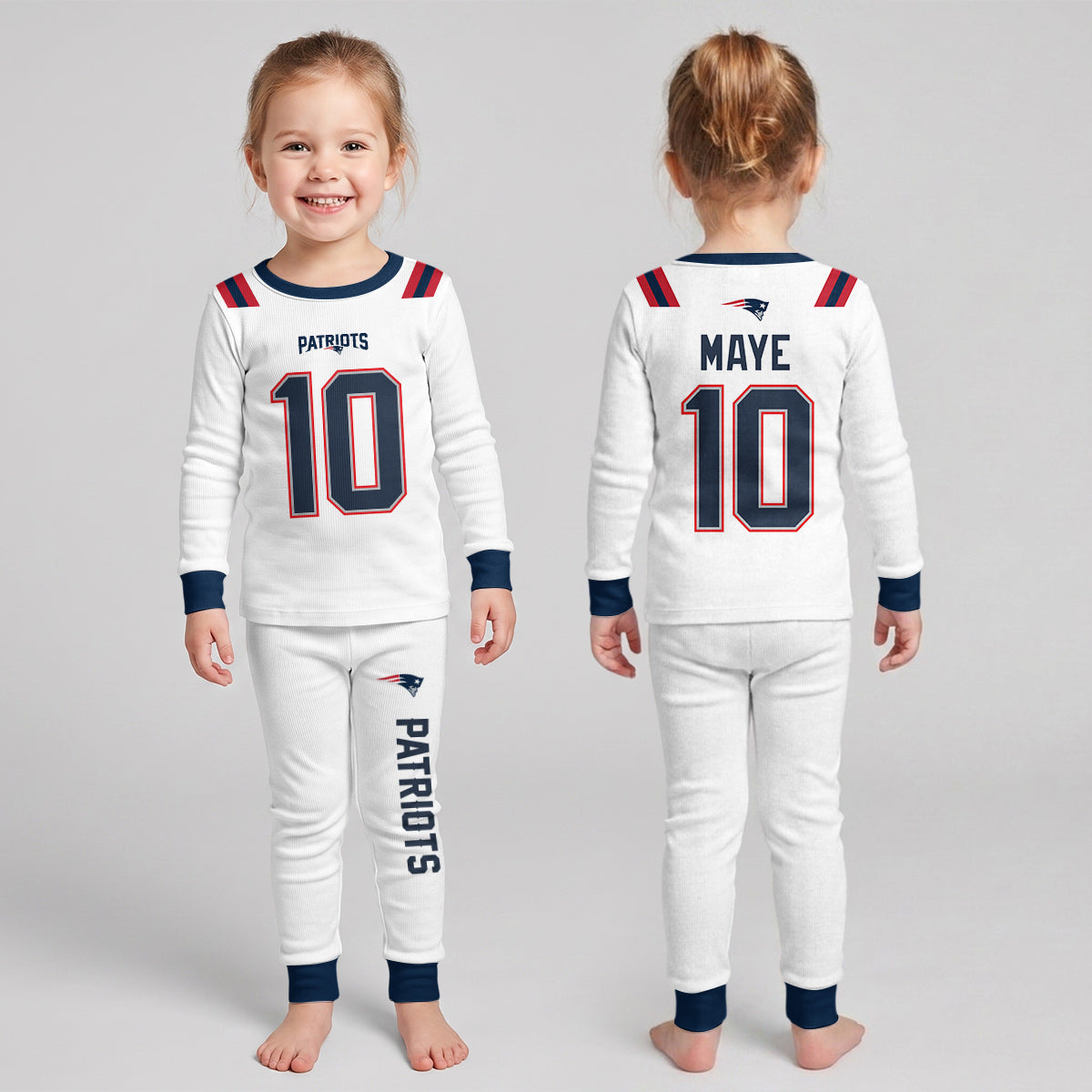 Patriots Football Maye 10! Inspired Bamboo Two Piece Long Sleeve Pajama Set