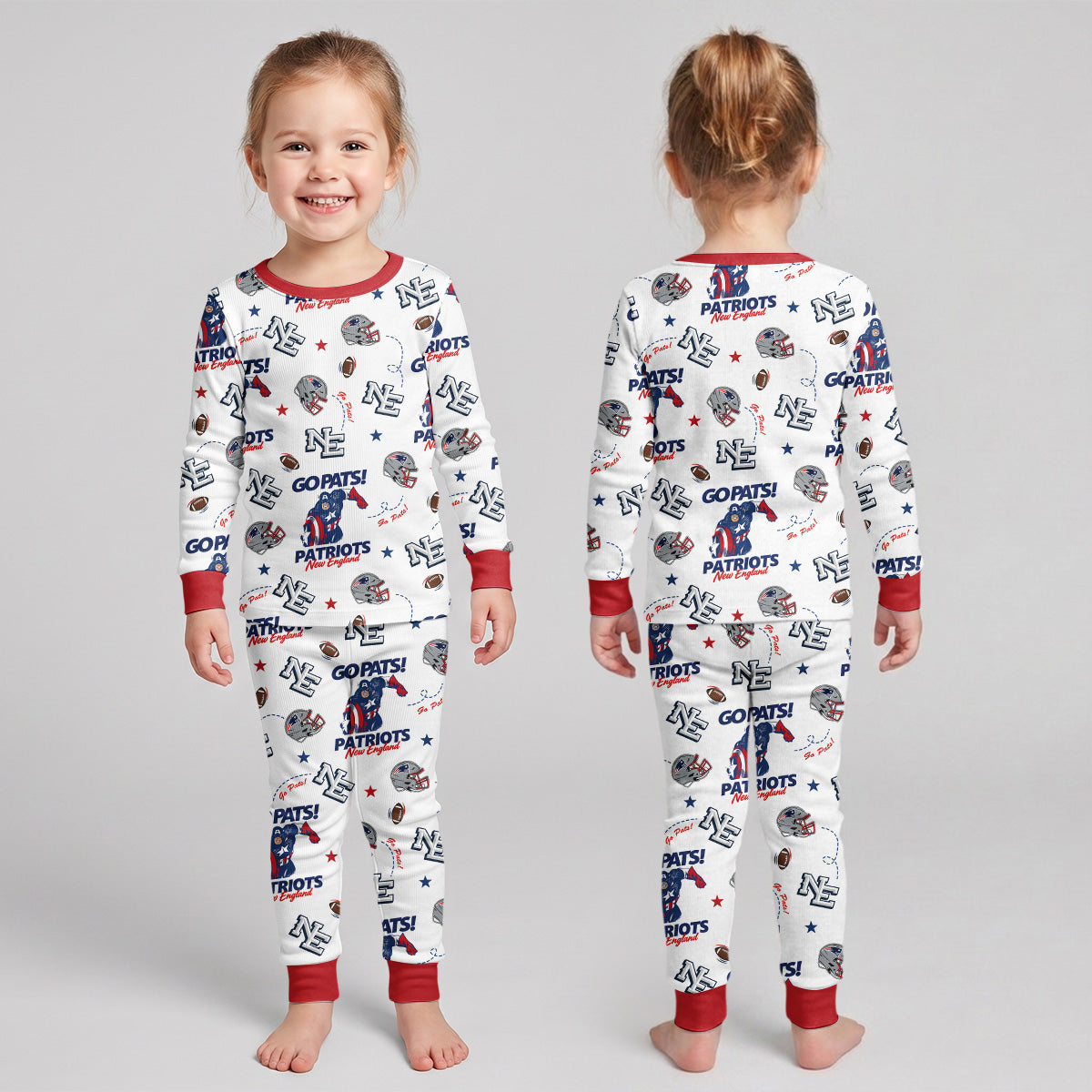Patriots Football x Captain Inspired Bamboo Two Piece Long Sleeve Pajama Set