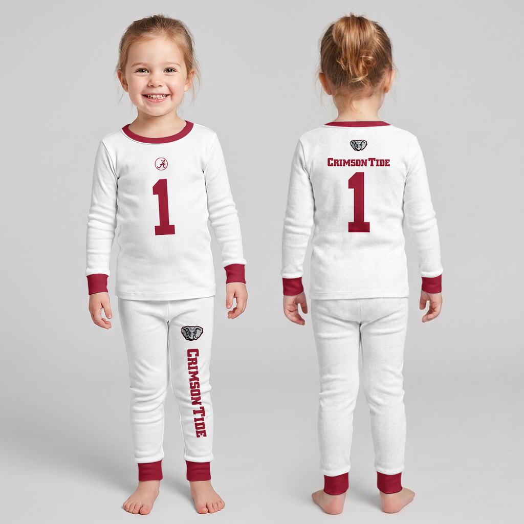 Alabama C.T. Football! Inspired Bamboo Two Piece Long Sleeve Pajama Set For Kid