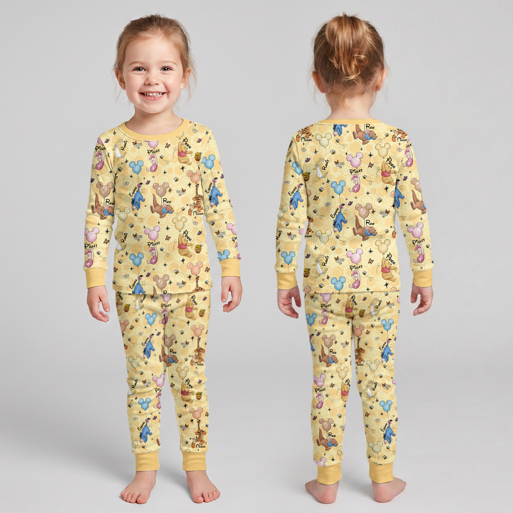 Baloons Bear and Friends Bamboo Two Piece Long Sleeve Pajama Set