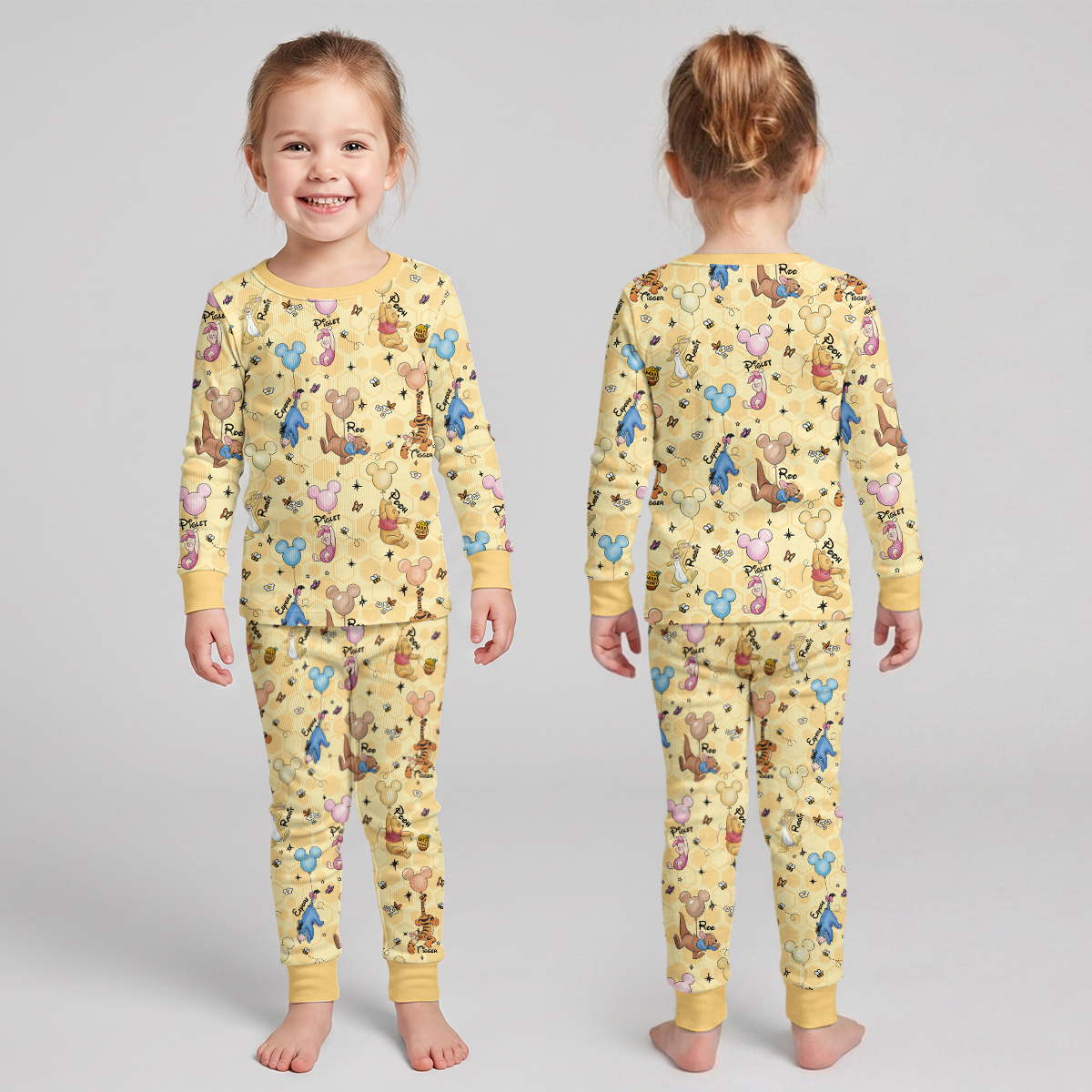 Baloons Bear and Friends Bamboo Two Piece Long Sleeve Pajama Set