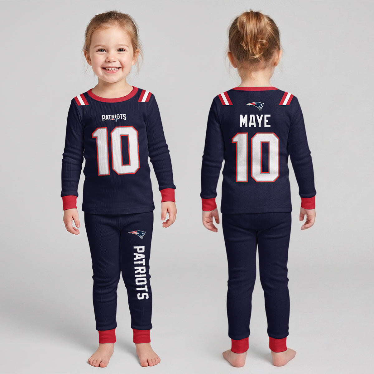 Patriots Football Maye 10! Inspired Bamboo Two Piece Long Sleeve Pajama Set