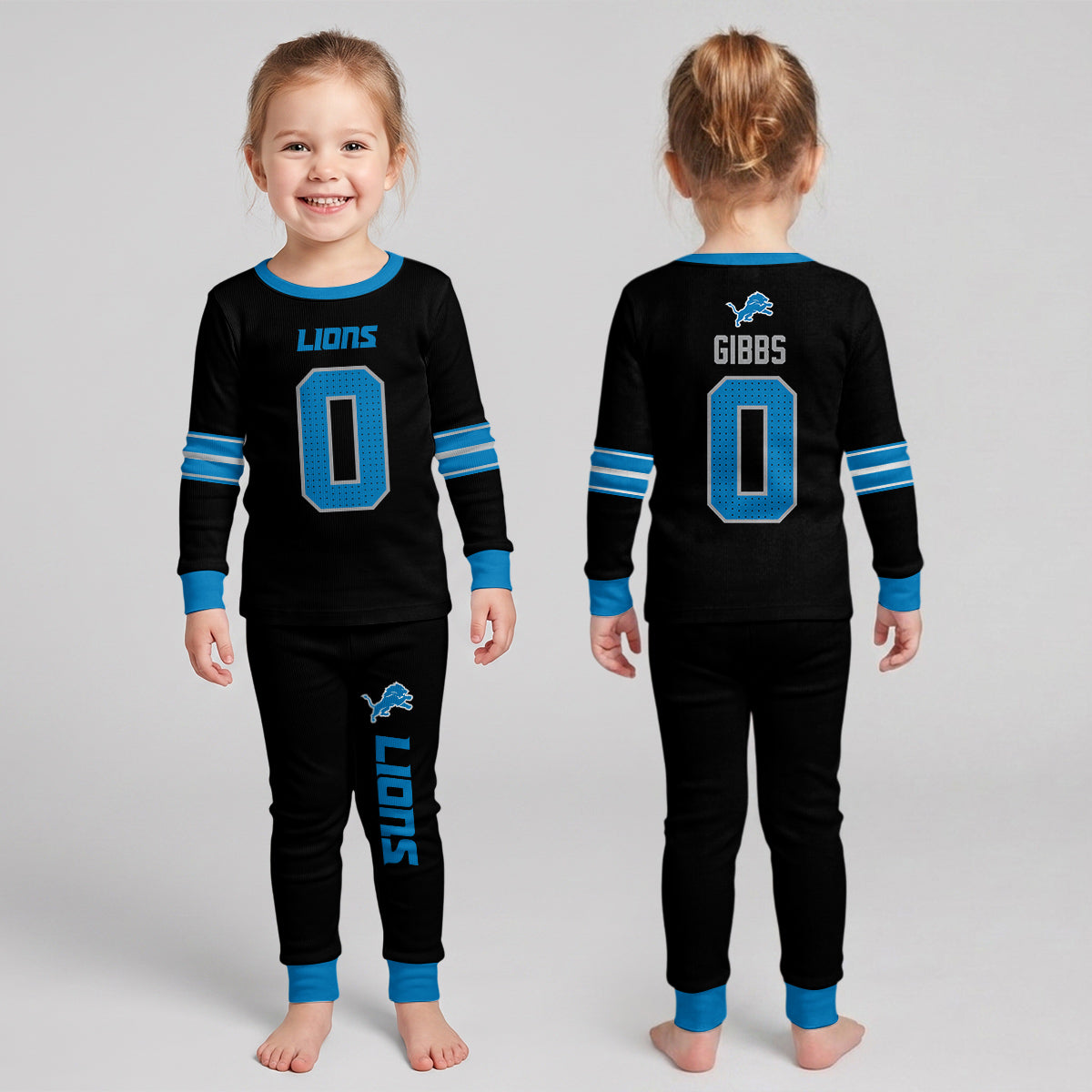 Detroit L. Football JG 0! Inspired Bamboo Two Piece Long Sleeve Pajama Set
