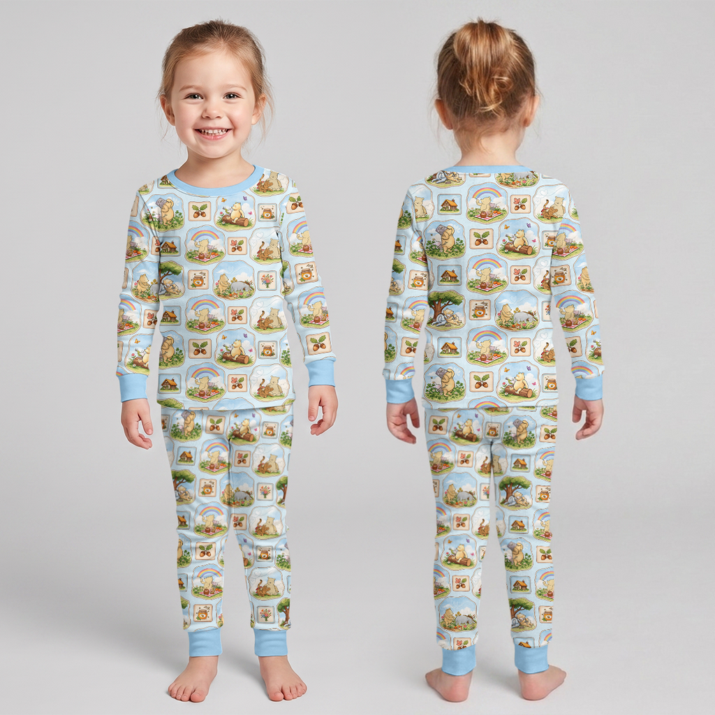 Silly Bear and Friends Bamboo Two Piece Long Sleeve Pajama Set