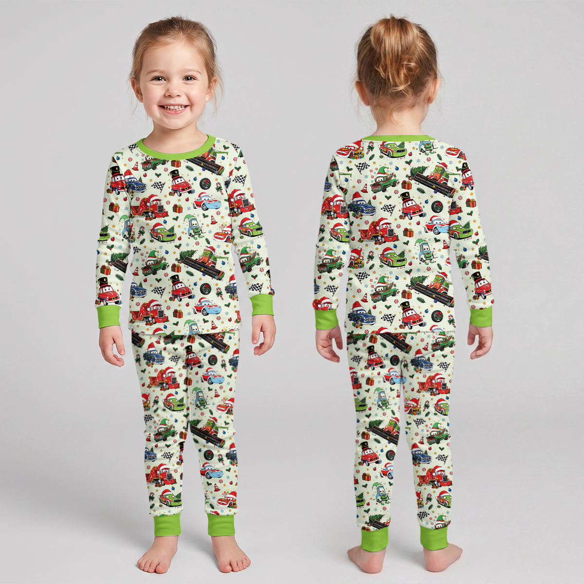 Merry Christmas Race Car Bamboo Two Piece Long Sleeve Pajama Set