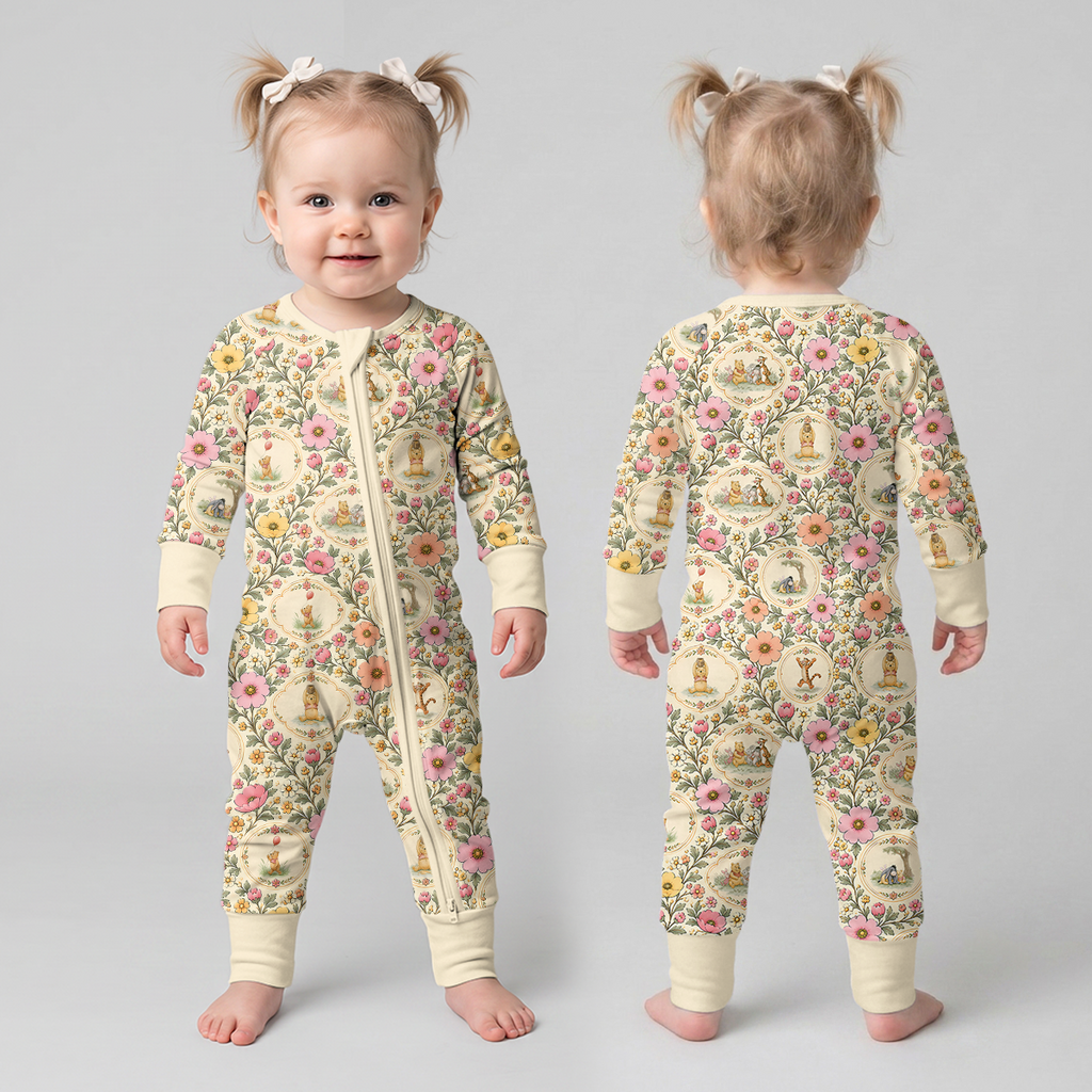 Floral Silly Bear and Friends Bamboo Convertible Zippy