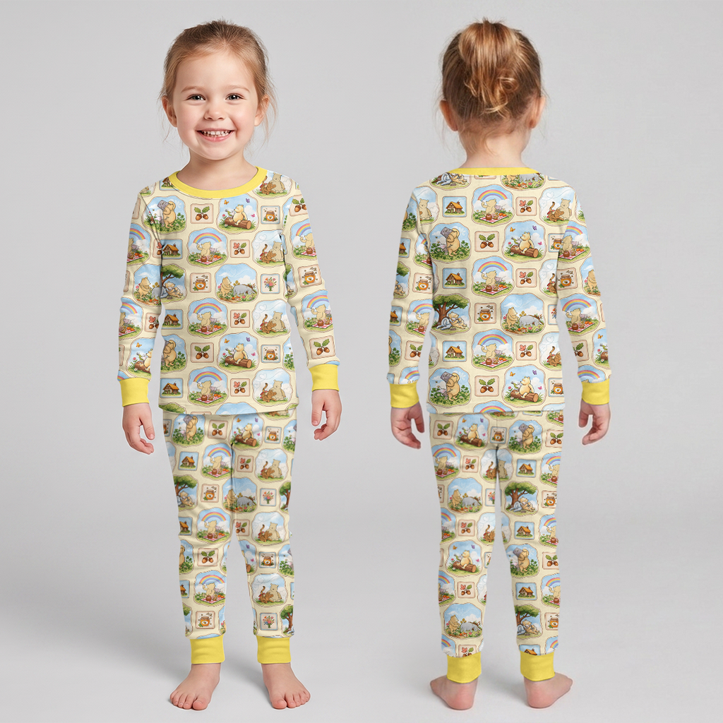Silly Bear and Friends Bamboo Two Piece Long Sleeve Pajama Set