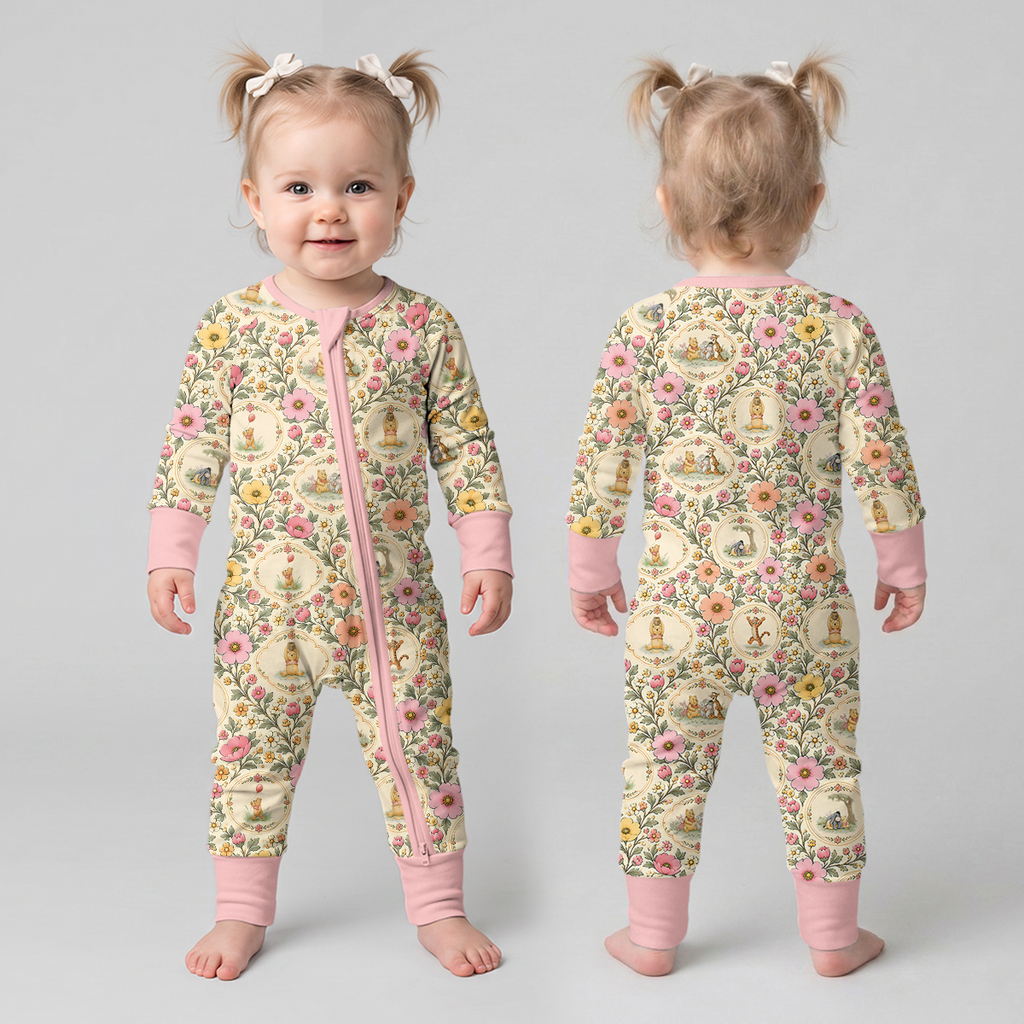 Floral Silly Bear and Friends Bamboo Convertible Zippy