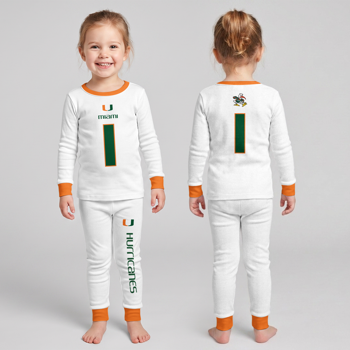 Miami Hurricanes Football!! Inspired Bamboo Two Piece Long Sleeve Pajama Set