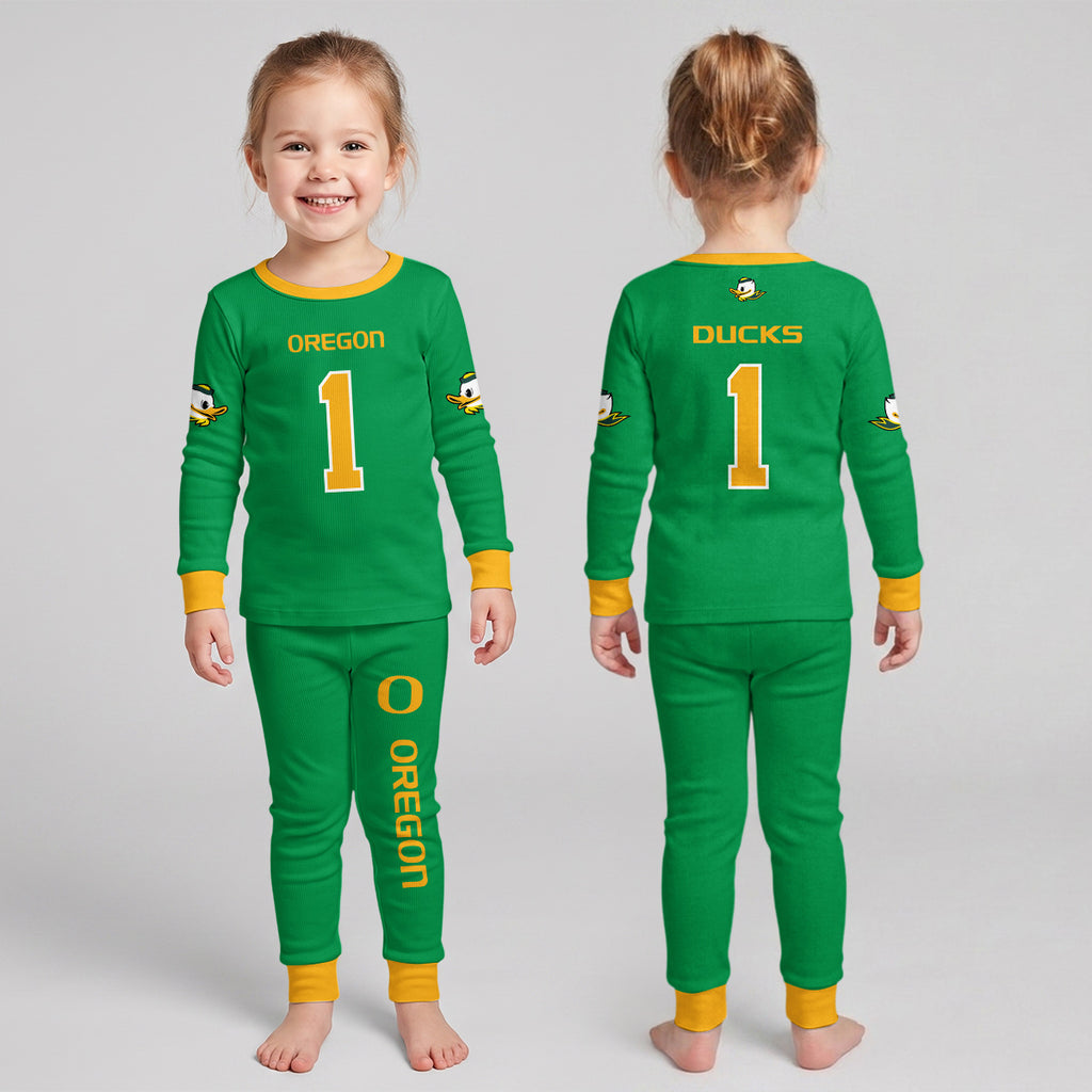 Oregon Ducks Football! Inspired Bamboo Two Piece Long Sleeve Pajama Set