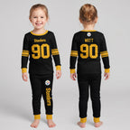 Steelers Football TJ Watt 90! Inspired Bamboo Two Piece Long Sleeve Pajama Set