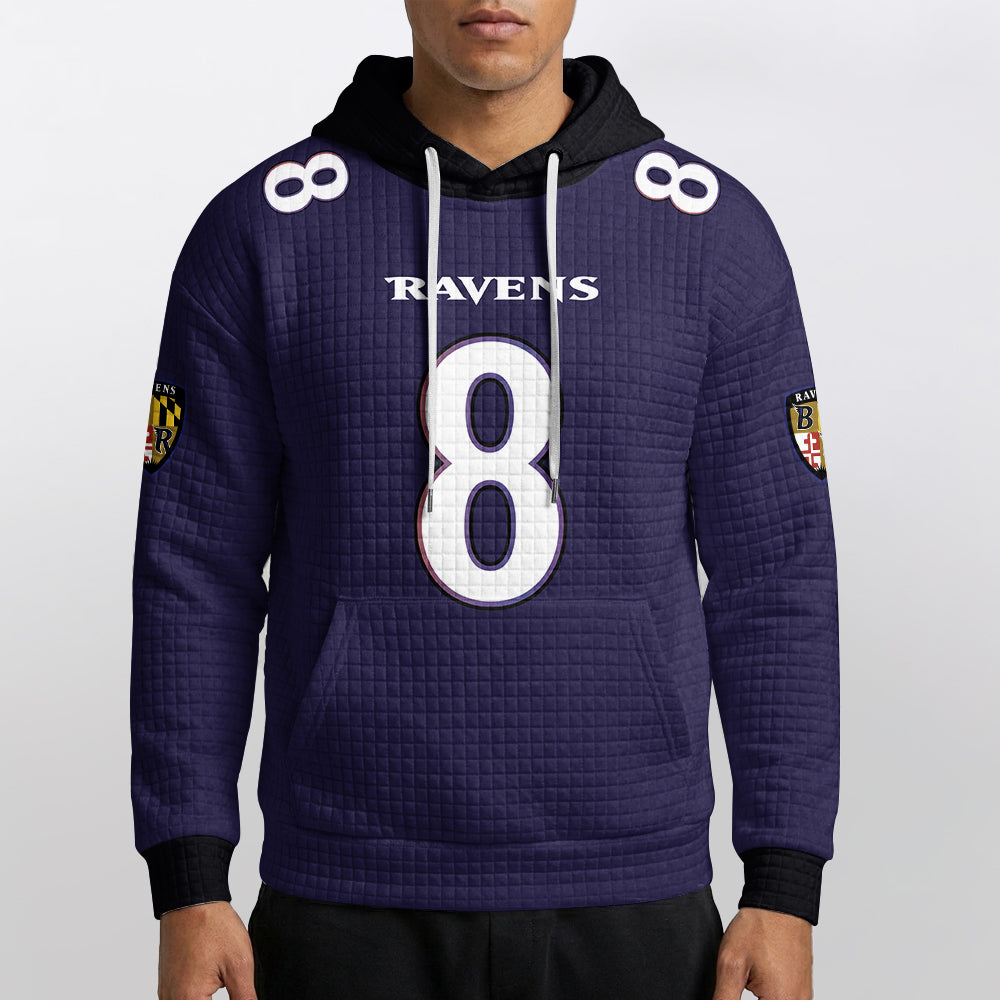 Baltimore R. Rivalries Lamar Jackson 8 Football Waffle Hoodie