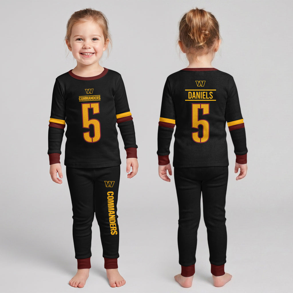 Commanders Football JD 5! Inspired Bamboo Two Piece Long Sleeve Pajama Set