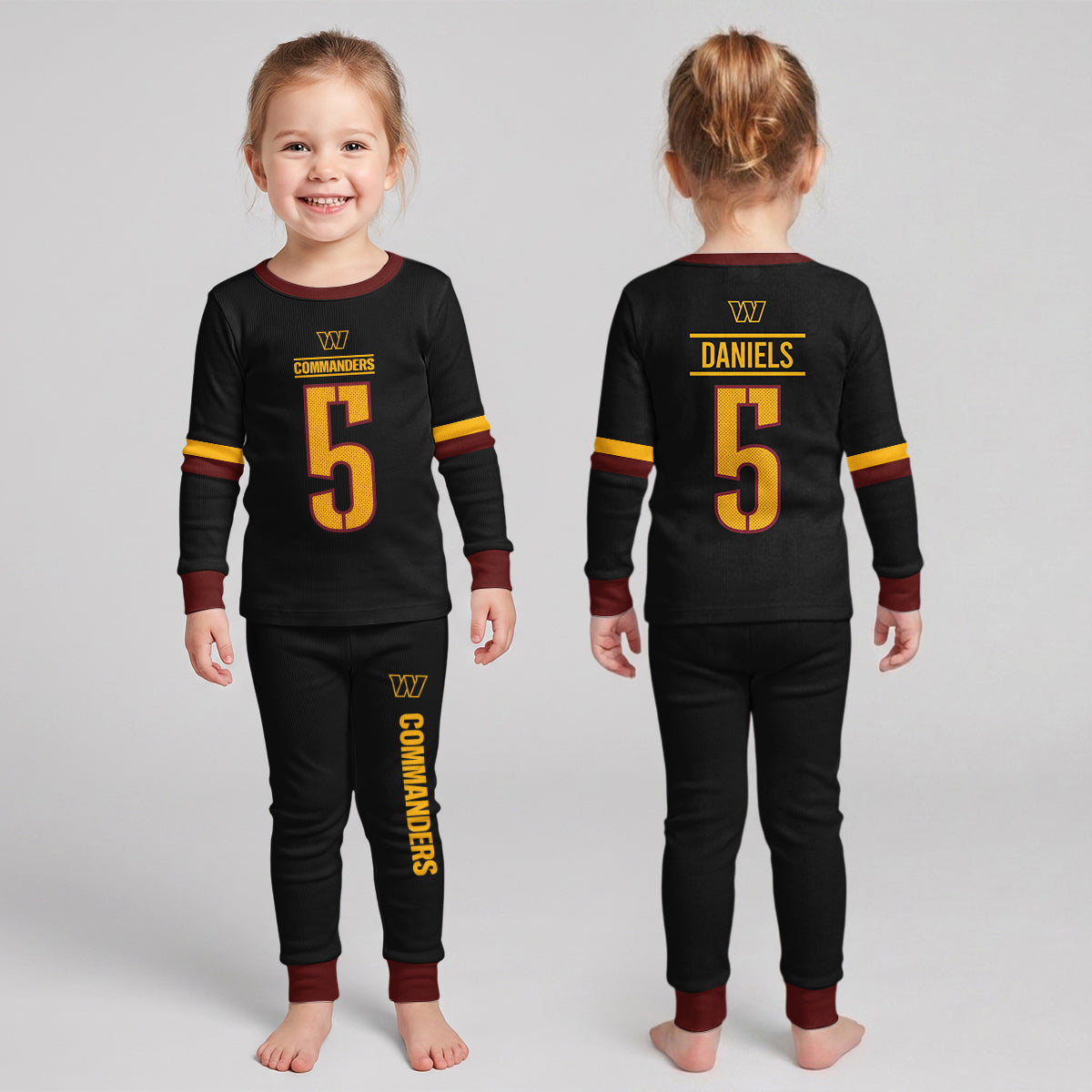 Commanders Football JD 5! Inspired Bamboo Two Piece Long Sleeve Pajama Set