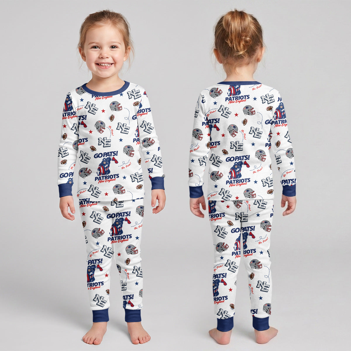Patriots Football x Captain Inspired Bamboo Two Piece Long Sleeve Pajama Set