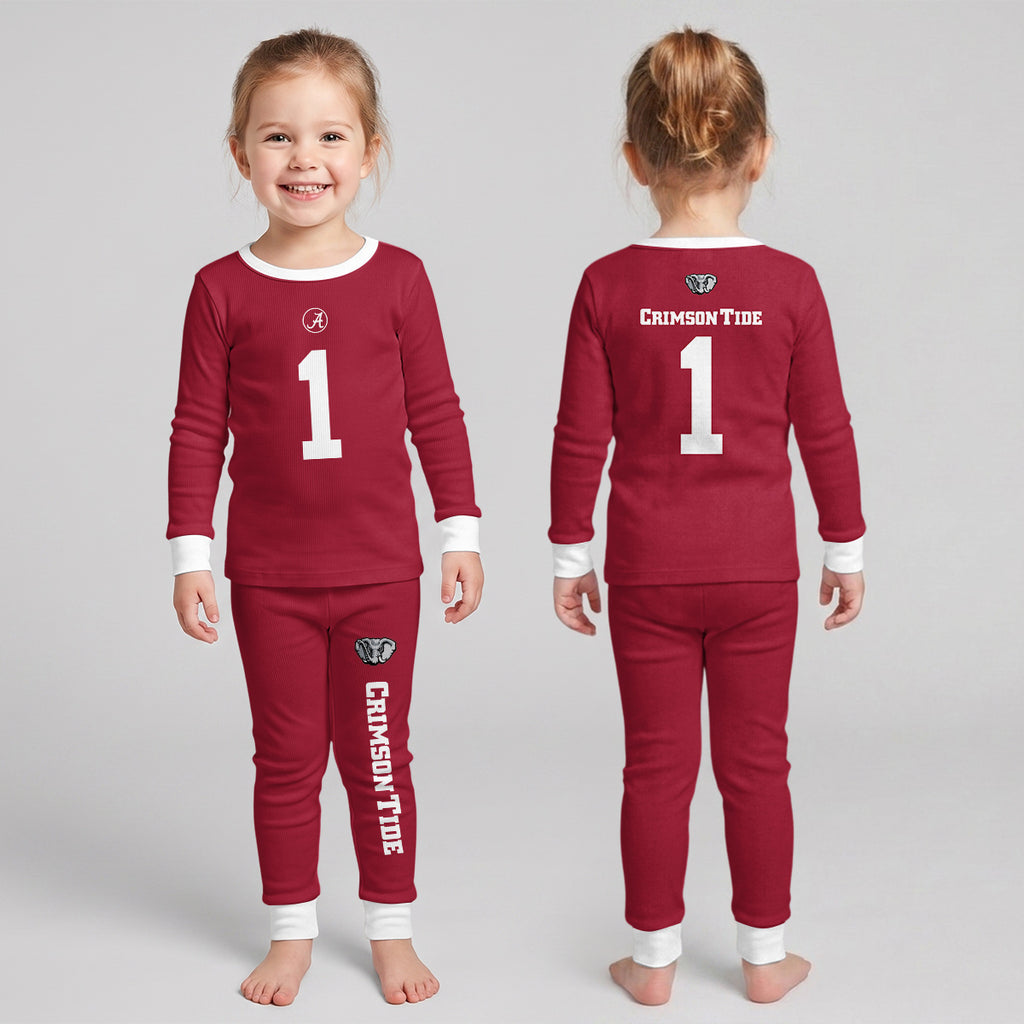 Alabama C.T. Football! Inspired Bamboo Two Piece Long Sleeve Pajama Set For Kid