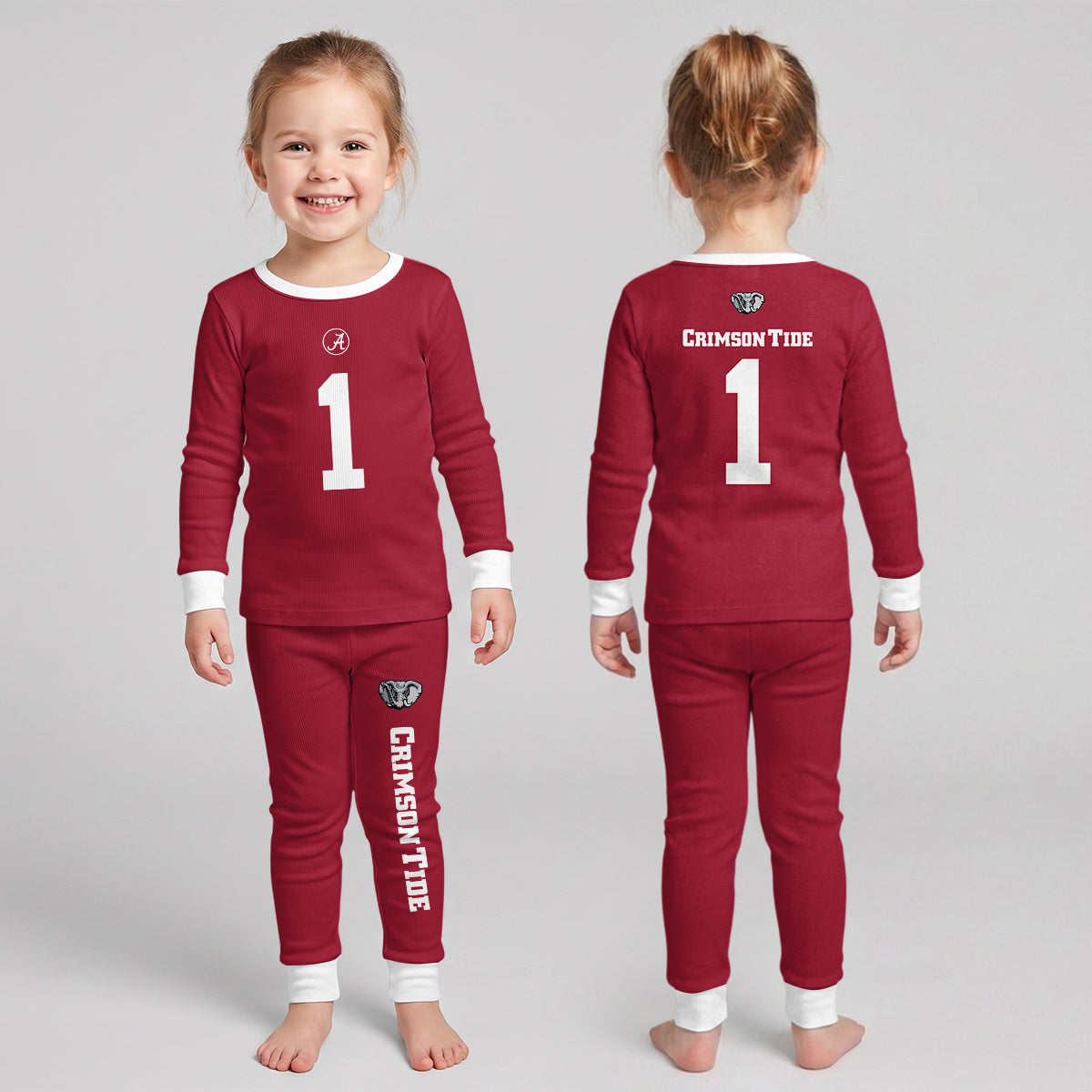 Alabama C.T. Football! Inspired Bamboo Two Piece Long Sleeve Pajama Set For Kid