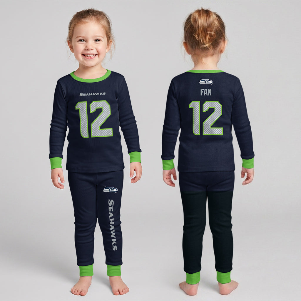 Seahawks Football Inspired Bamboo Two Piece Long Sleeve Pajama Set