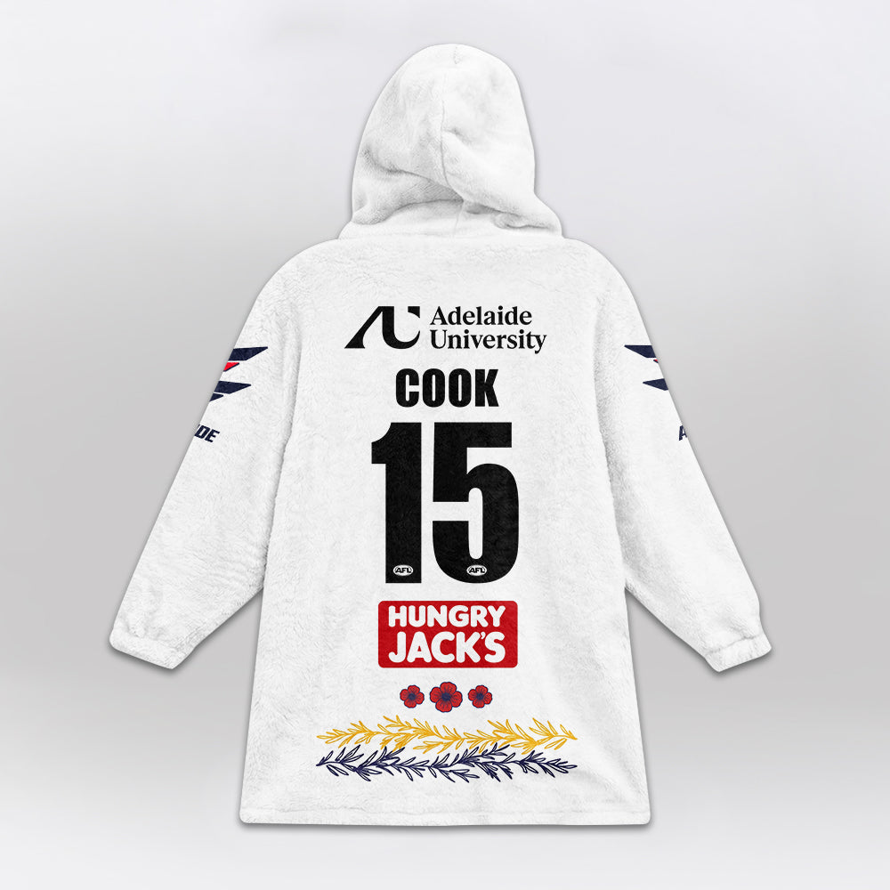 Adelaide Football 2026 White Cook 15 Blanket Hoodie