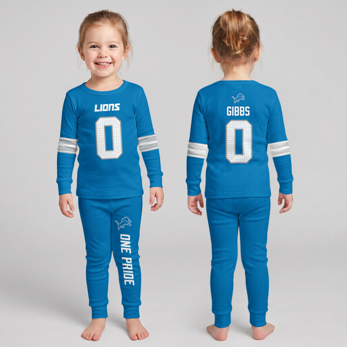 Detroit L. Football JG 0! Inspired Bamboo Two Piece Long Sleeve Pajama Set