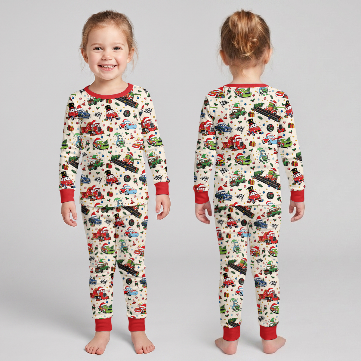 Merry Christmas Race Car Bamboo Two Piece Long Sleeve Pajama Set