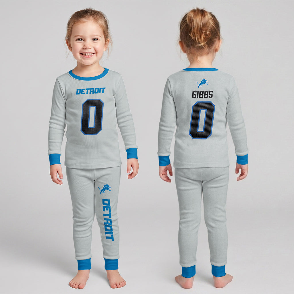 Detroit L. Football JG 0! Inspired Bamboo Two Piece Long Sleeve Pajama Set