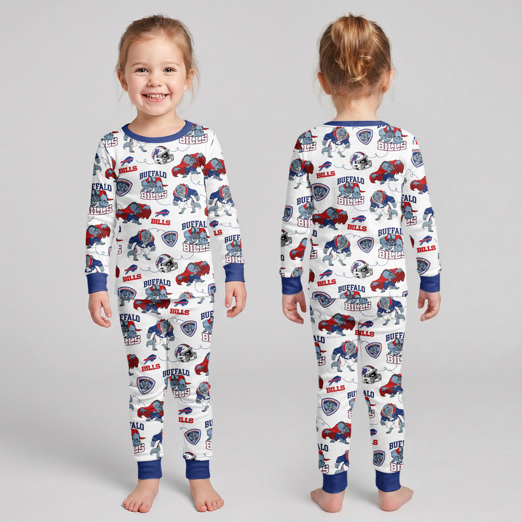 Bills Football x Beast Inspired Bamboo Two Piece Long Sleeve Pajama Set