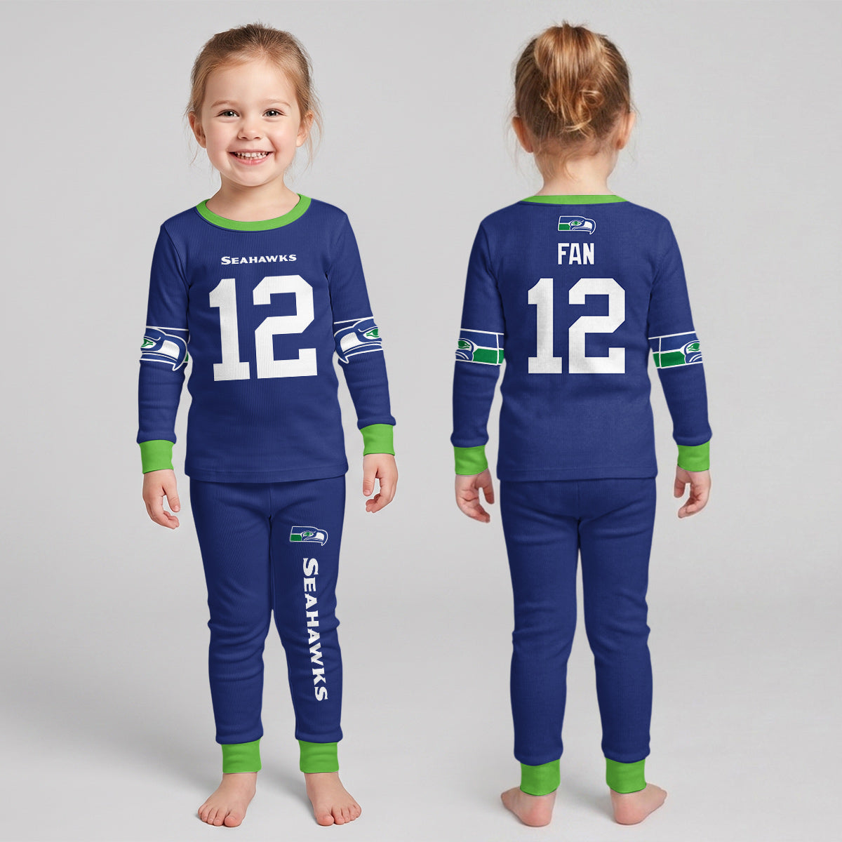 Seahawks Football Inspired Bamboo Two Piece Long Sleeve Pajama Set
