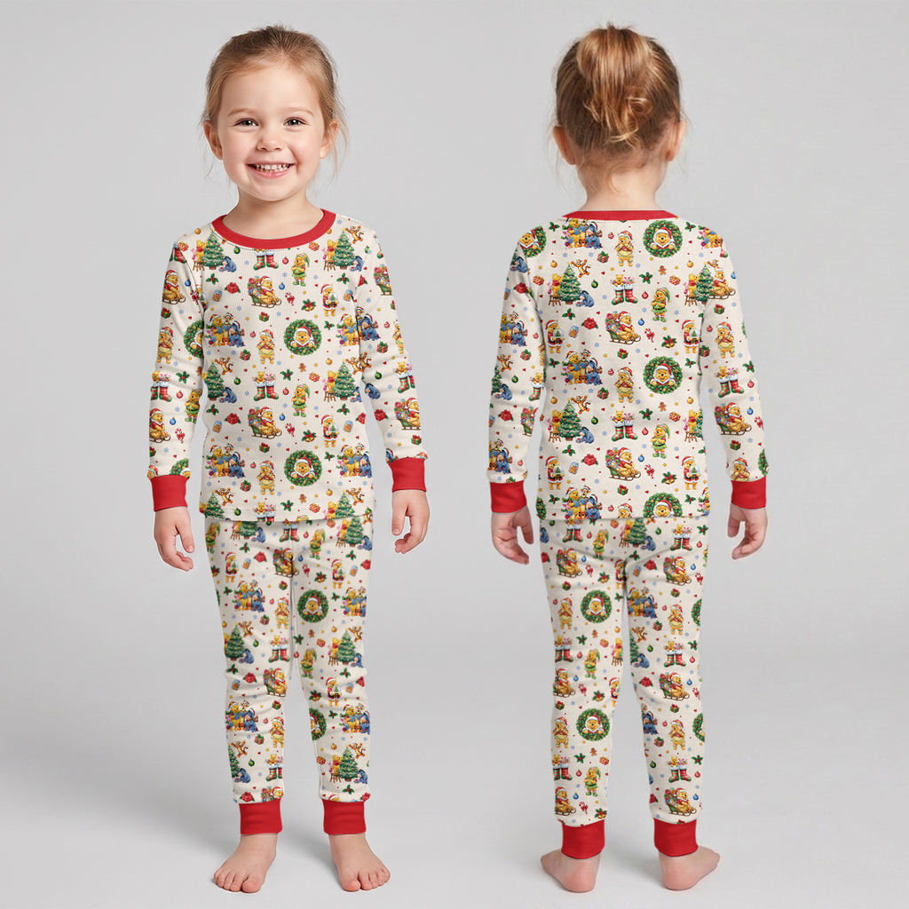 Merry Christmas Bear and Friends Bamboo Two Piece Long Sleeve Pajama Set