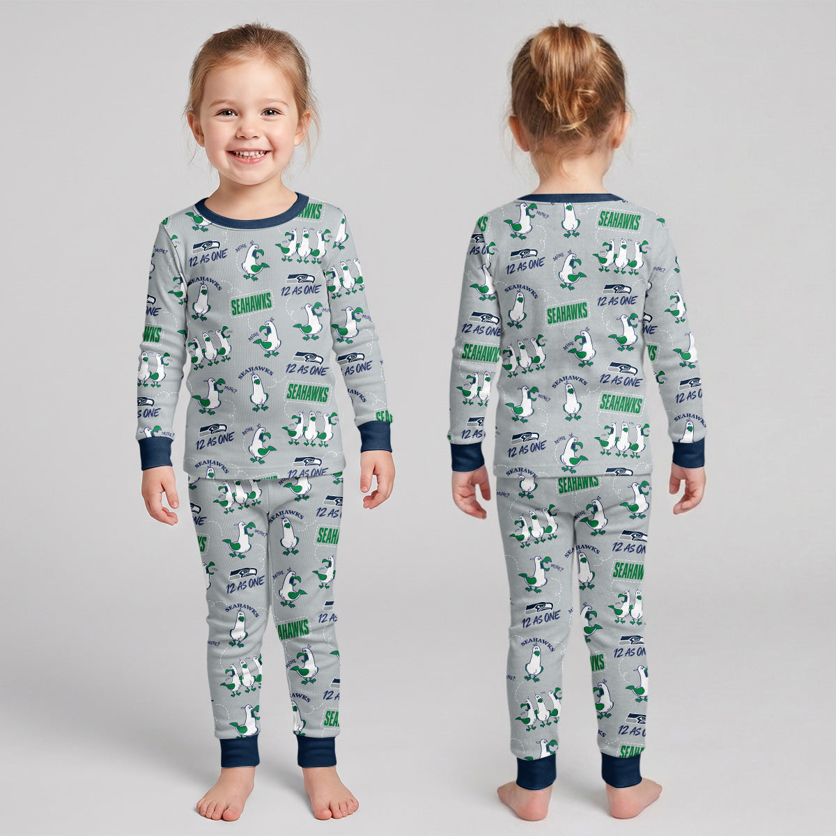 Seahawks Football x Seagulls Inspired Bamboo Two Piece Long Sleeve Pajama Set