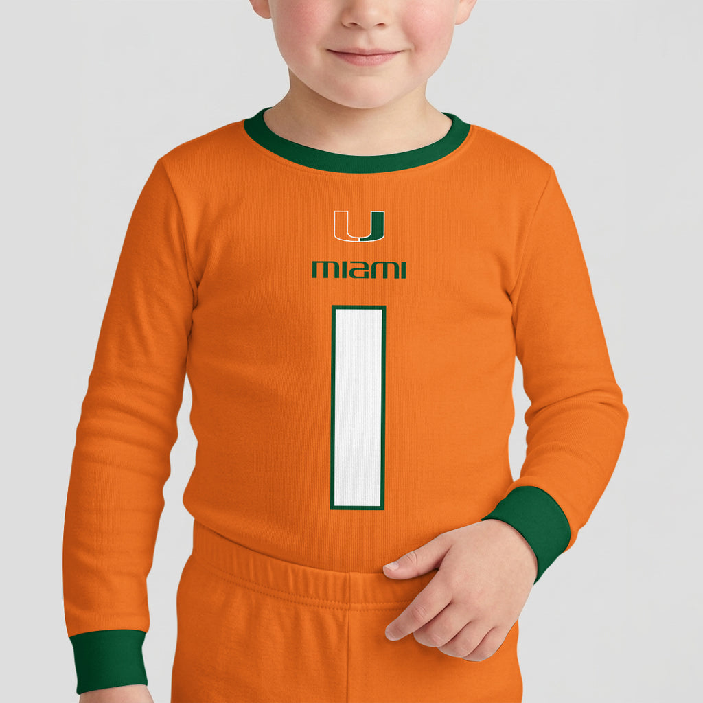 Miami Hurricanes Football!! Inspired Bamboo Two Piece Long Sleeve Pajama Set