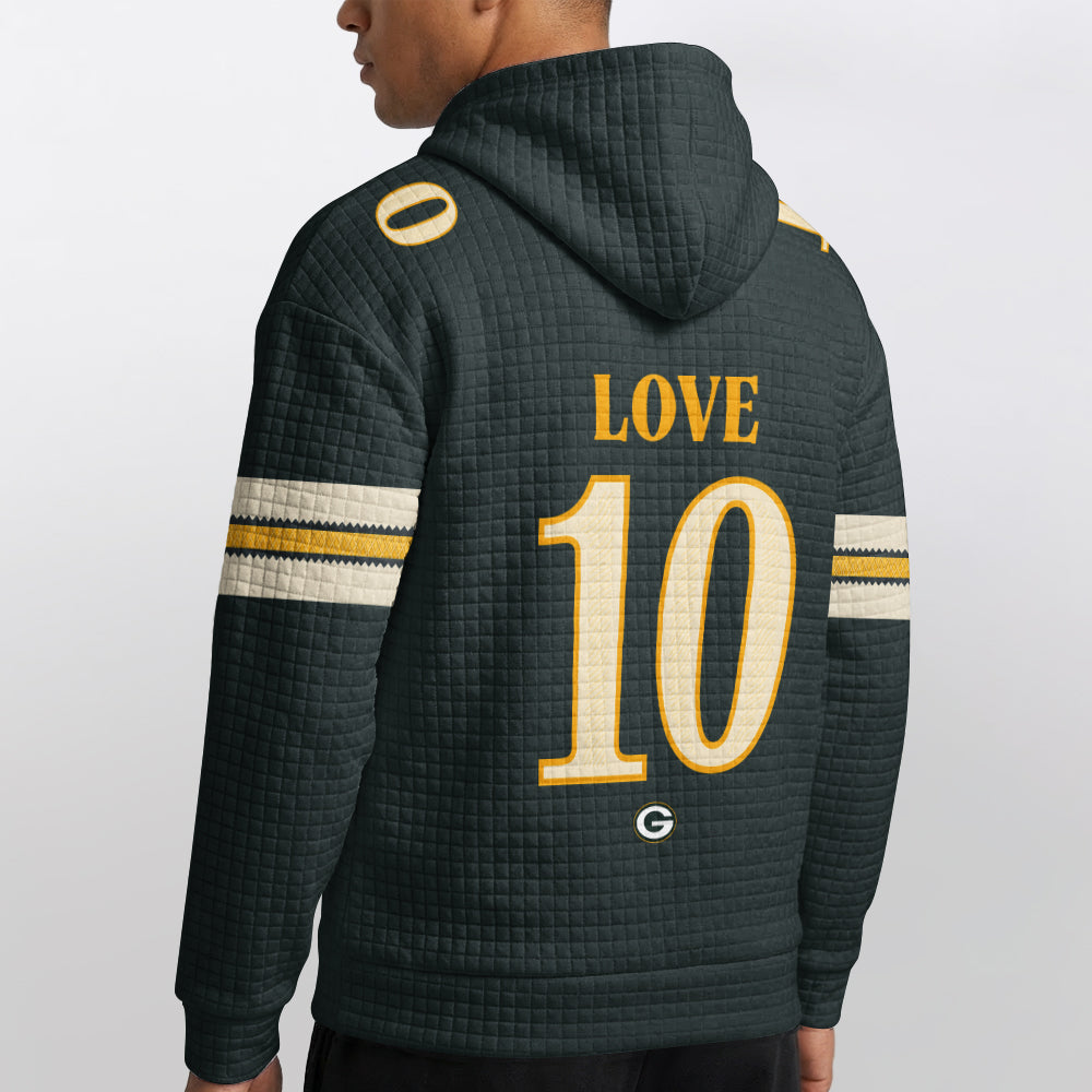Green Bay Packers Rivalries Jordan Love 10 Football Waffle Hoodie