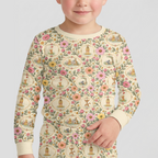 Floral Silly Bear and Friends Bamboo Two Piece Long Sleeve Pajama Set