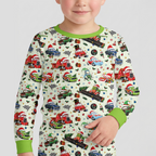 Merry Christmas Race Car Bamboo Two Piece Long Sleeve Pajama Set