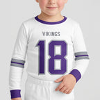 Vikings Football Jefferson 18! Inspired Bamboo Two Piece Long Sleeve Pajama Set