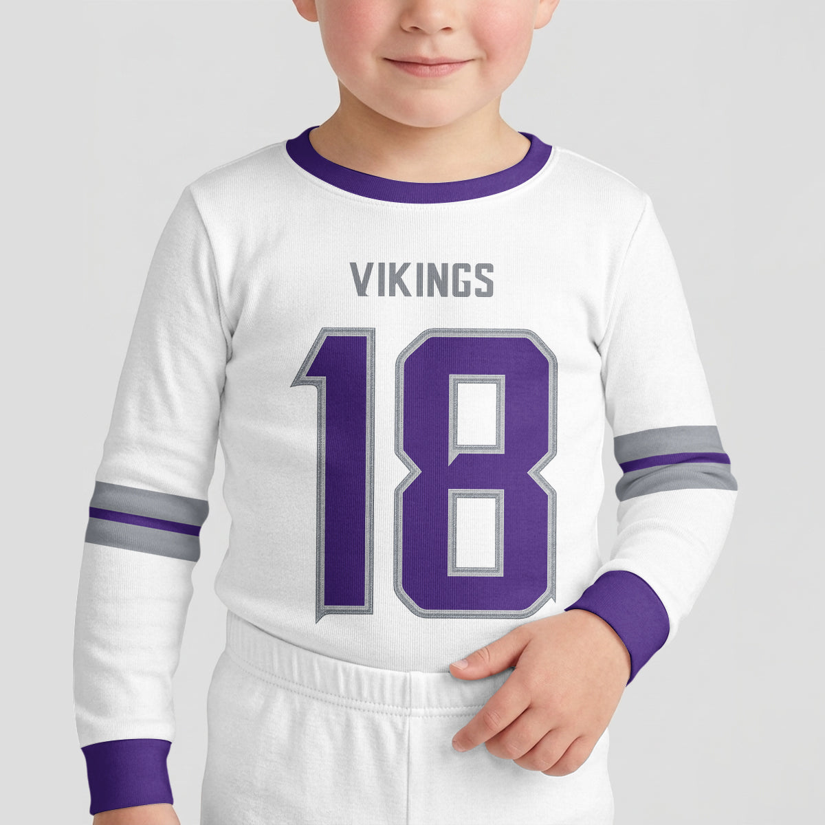 Vikings Football Jefferson 18! Inspired Bamboo Two Piece Long Sleeve Pajama Set