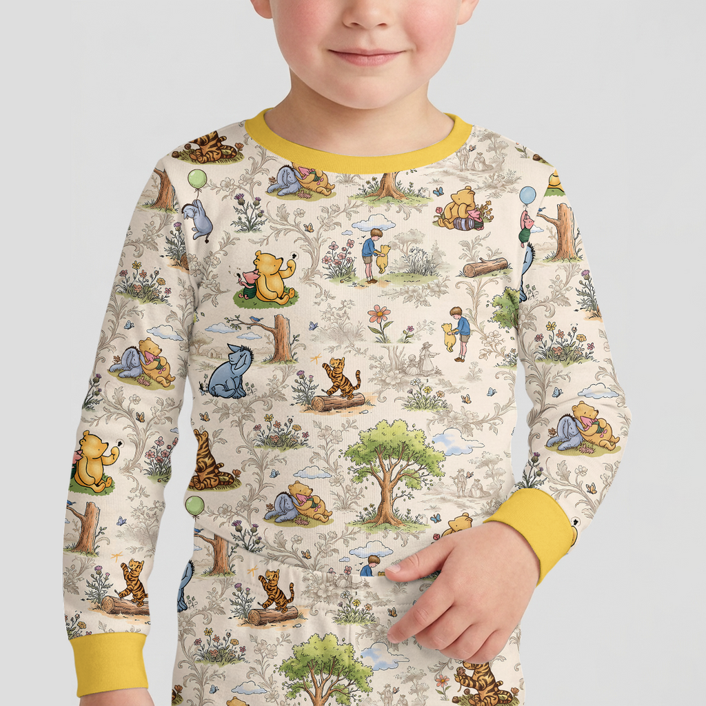 Silly Bear and Friends Bamboo Two Piece Long Sleeve Pajama Set