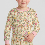 Floral Silly Bear and Friends Bamboo Two Piece Long Sleeve Pajama Set