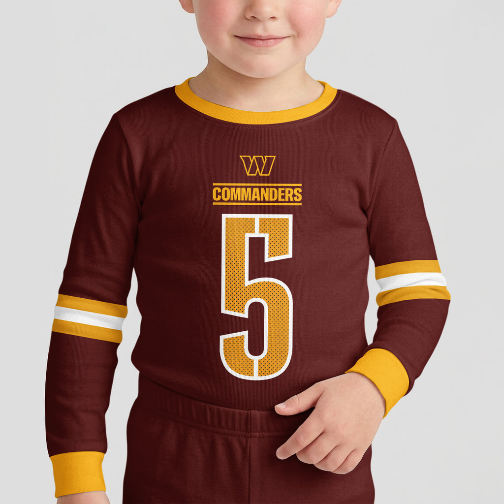 Commanders Football JD 5! Inspired Bamboo Two Piece Long Sleeve Pajama Set