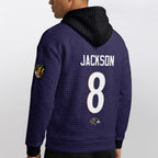 Baltimore R. Rivalries Lamar Jackson 8 Football Waffle Hoodie