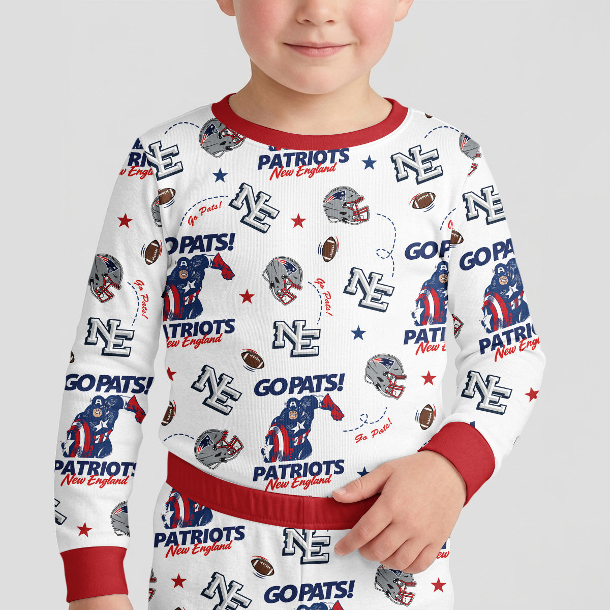Patriots Football x Captain Inspired Bamboo Two Piece Long Sleeve Pajama Set