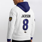 Baltimore R. Rivalries Lamar Jackson 8 Football Waffle Hoodie
