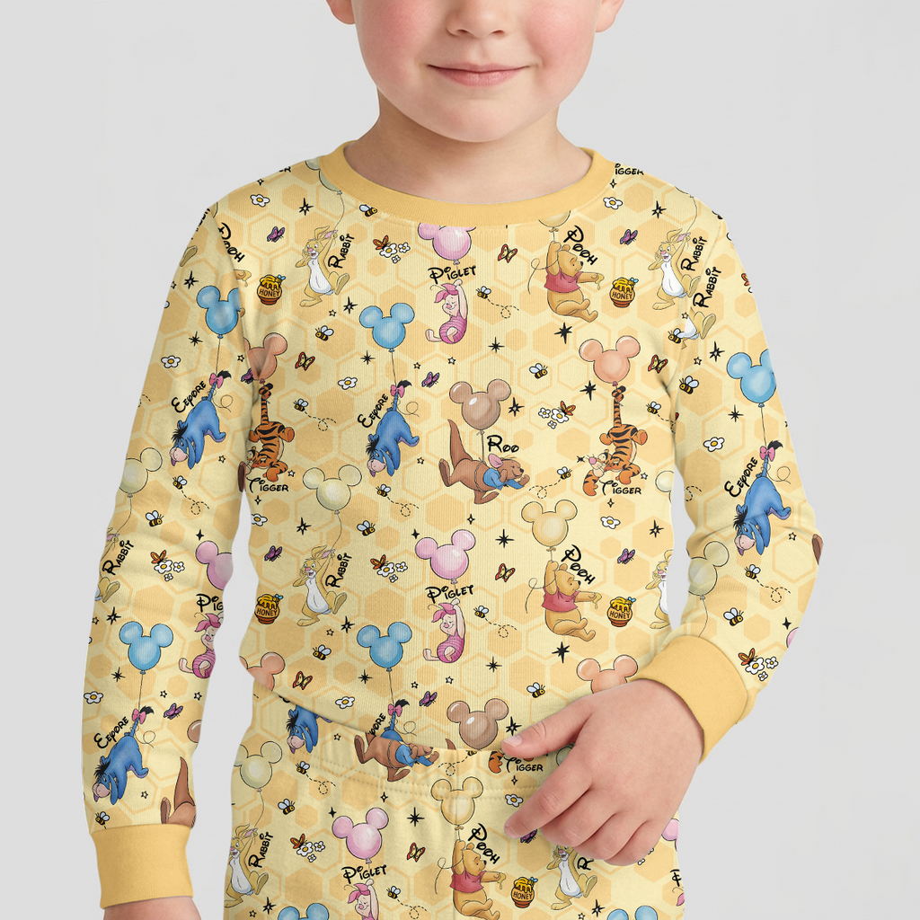 Baloons Bear and Friends Bamboo Two Piece Long Sleeve Pajama Set