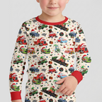 Merry Christmas Race Car Bamboo Two Piece Long Sleeve Pajama Set