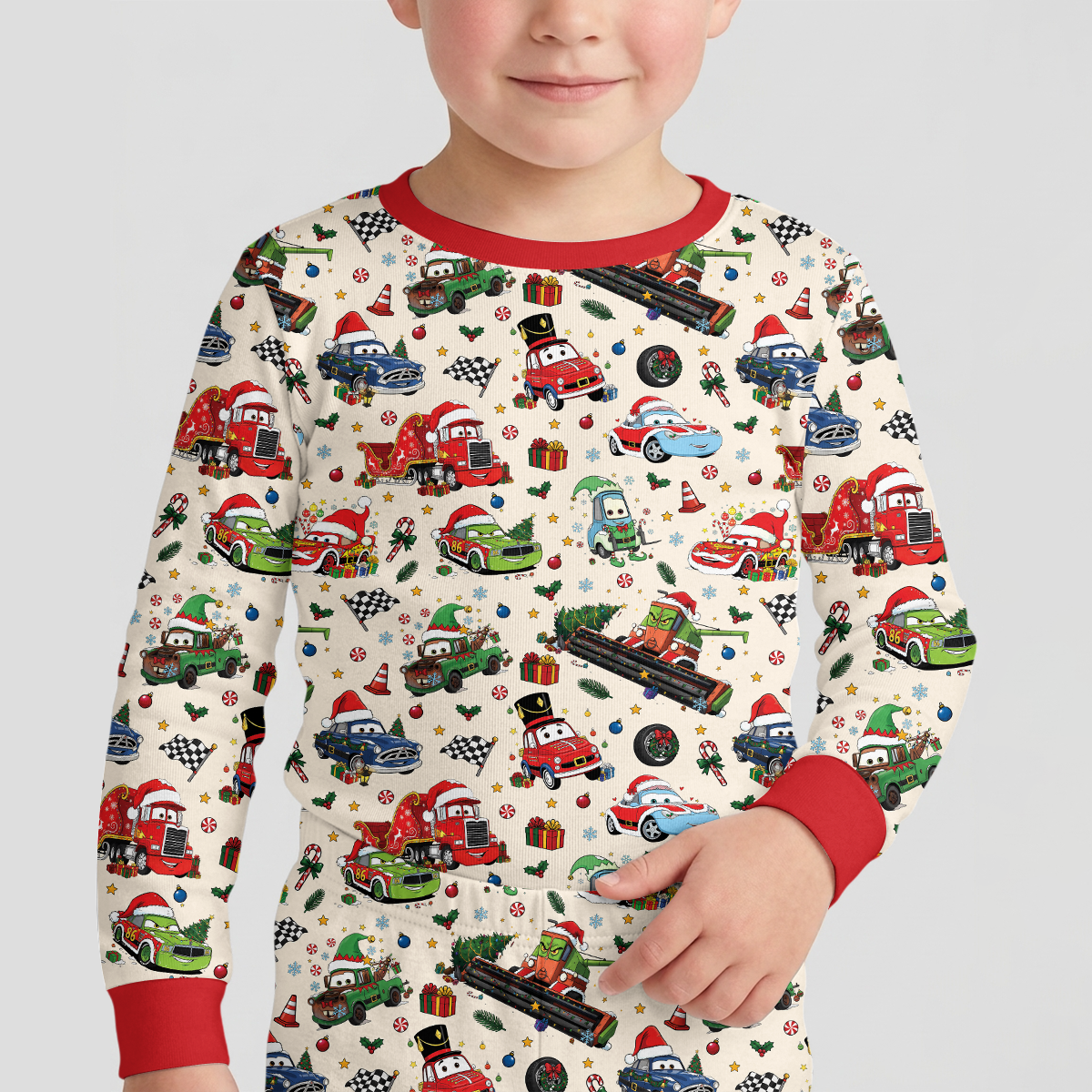 Merry Christmas Race Car Bamboo Two Piece Long Sleeve Pajama Set